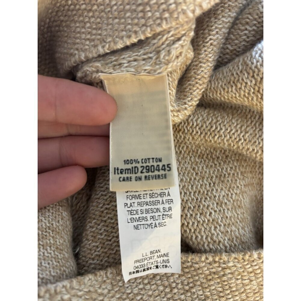LL Bean Womens Stitchworks Cardigan Sweater Chunky Knit Button Up Khaki Size M - Picture 9 of 10